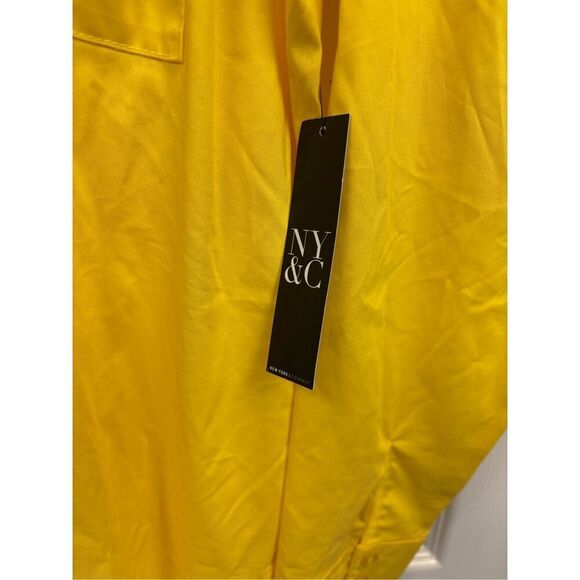 Yellow Button Down Shirt Dress - Picture 4 of 9